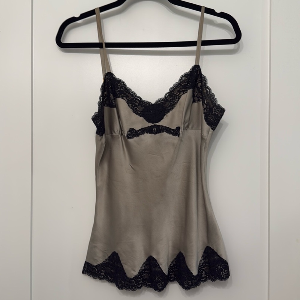 Grey and black satin camisole